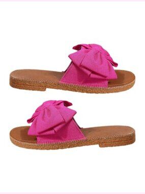 Bow Flat Sandals Open Toe Slip On Slide Slipper Shoes